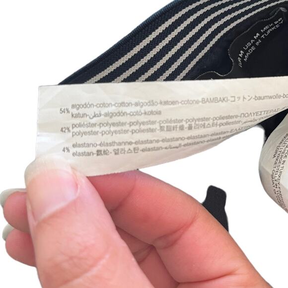 Zara blue white elastic back waist trouser pants medium NWOT - Picture 3 of 4